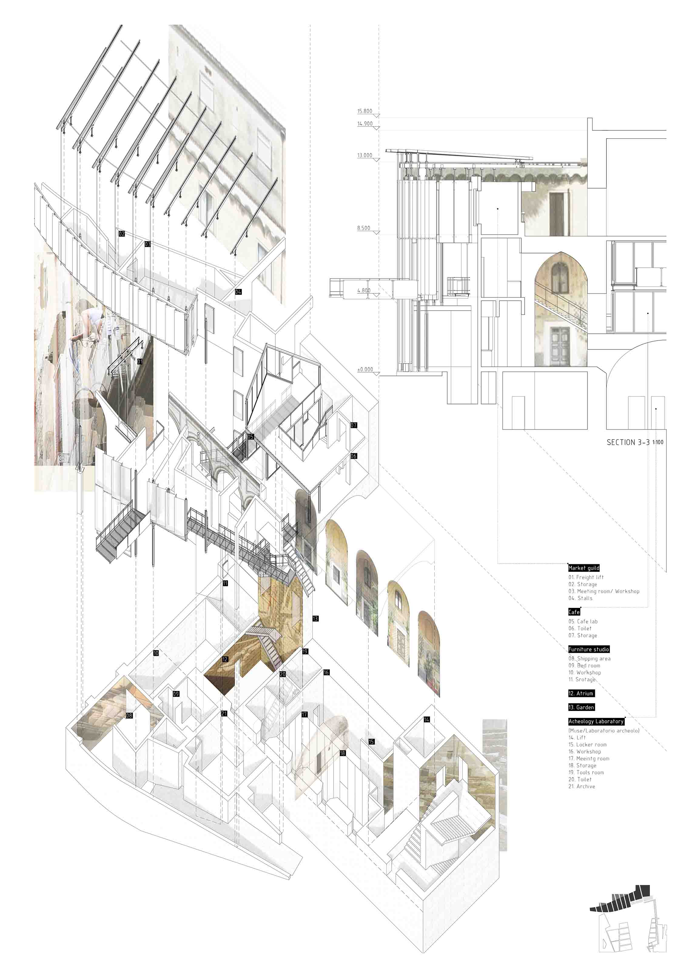 Craft Market - axonometric of market guild.