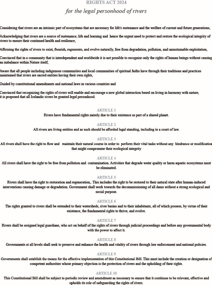 Proposed bill for the legal personhood of rivers