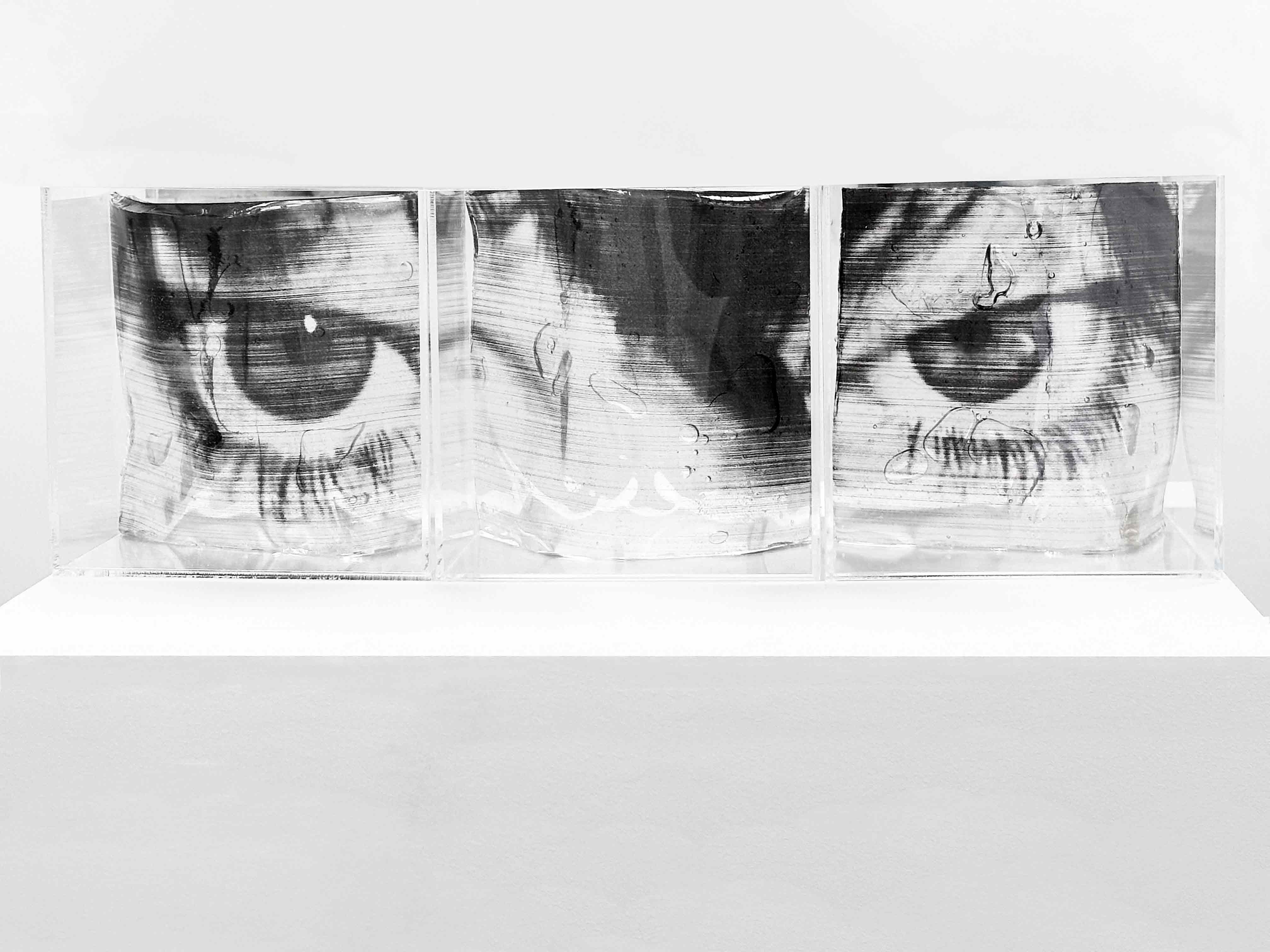 Molly Mavor, DETRITUS #12, 23cm x 24cm x 24cm, acrylic, gel wax, acetate, ink, 2024.