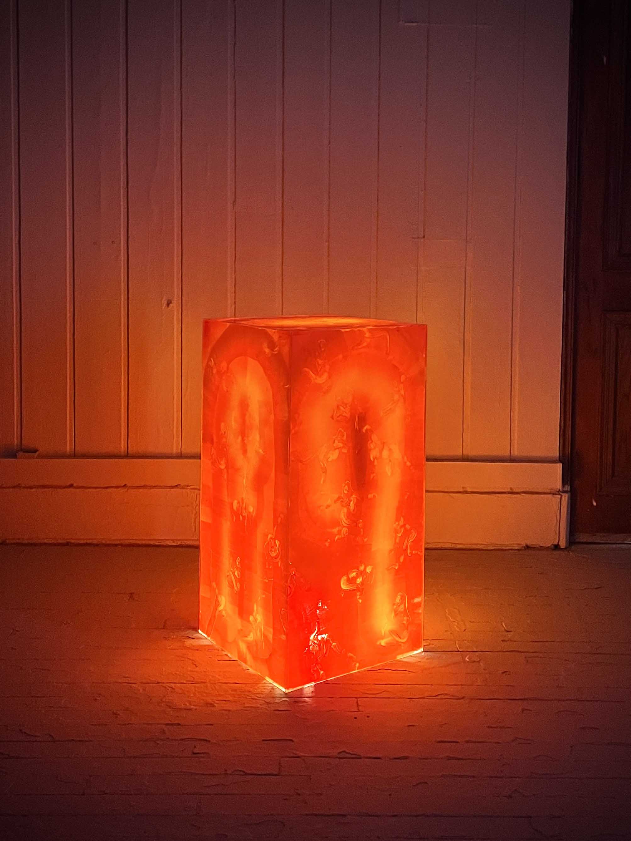 Standing Embrace, 2024, ink on acrylic, 100cm x 50cm x 50cm.