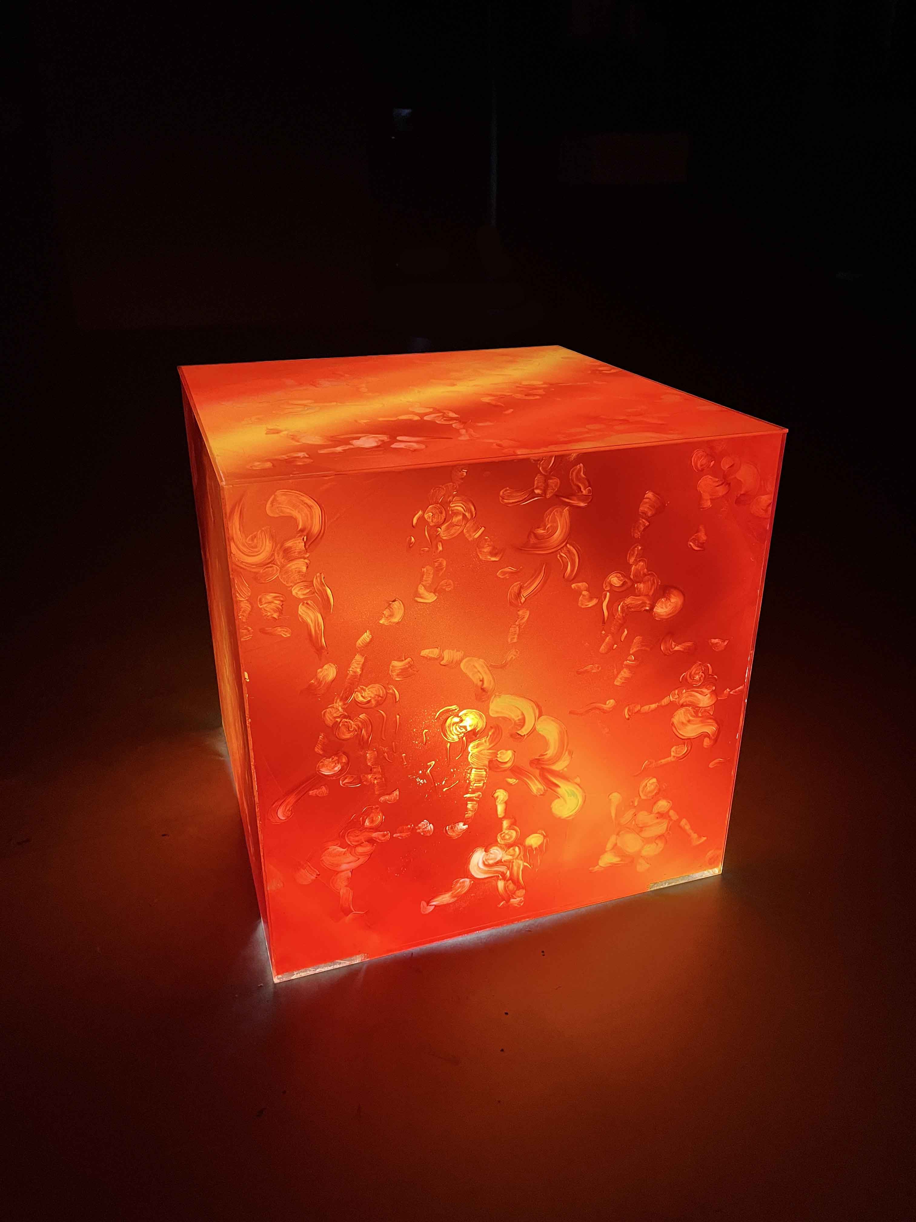 Unity, 2024, ink on acrylic, 50cm x 50cm x 50cm.