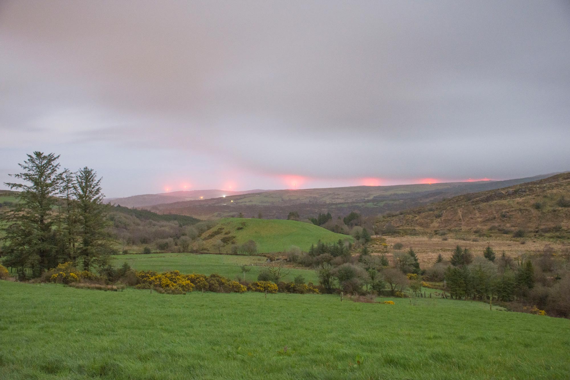 Wind turbines in a rural landscape