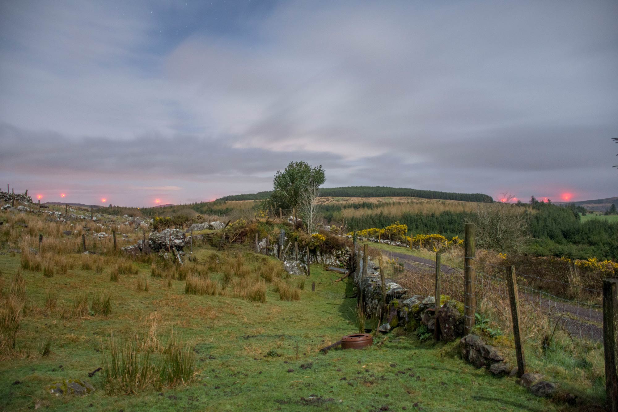 Wind turbines in a rural landscape