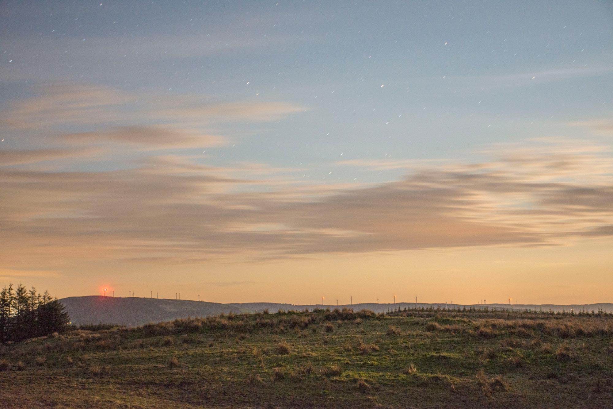Wind turbines in a rural landscape