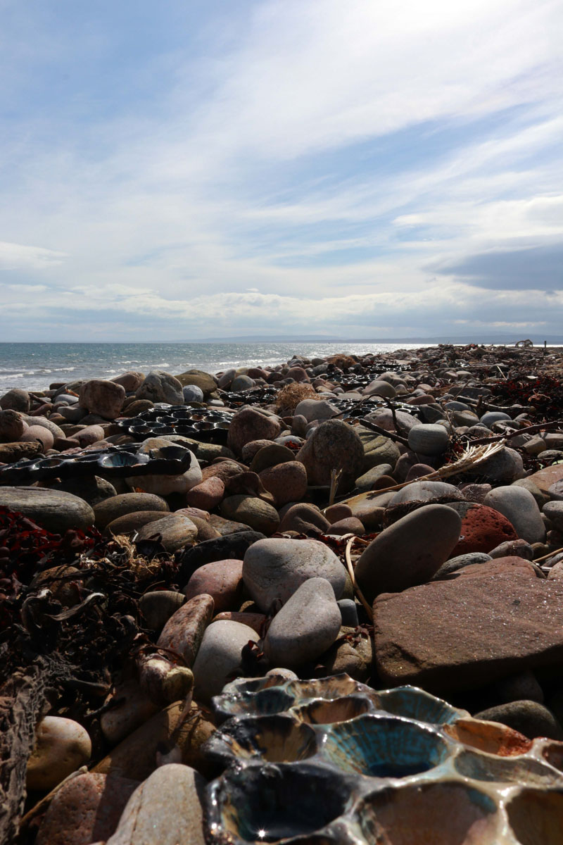 Ceramic Limpet Structure on beach in foreground