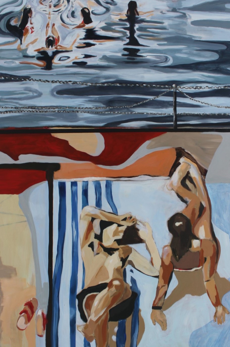 Betsy Harpur, Bondi Icebergs, 2023, Acrylic on Wood, 100cm x 150cm 