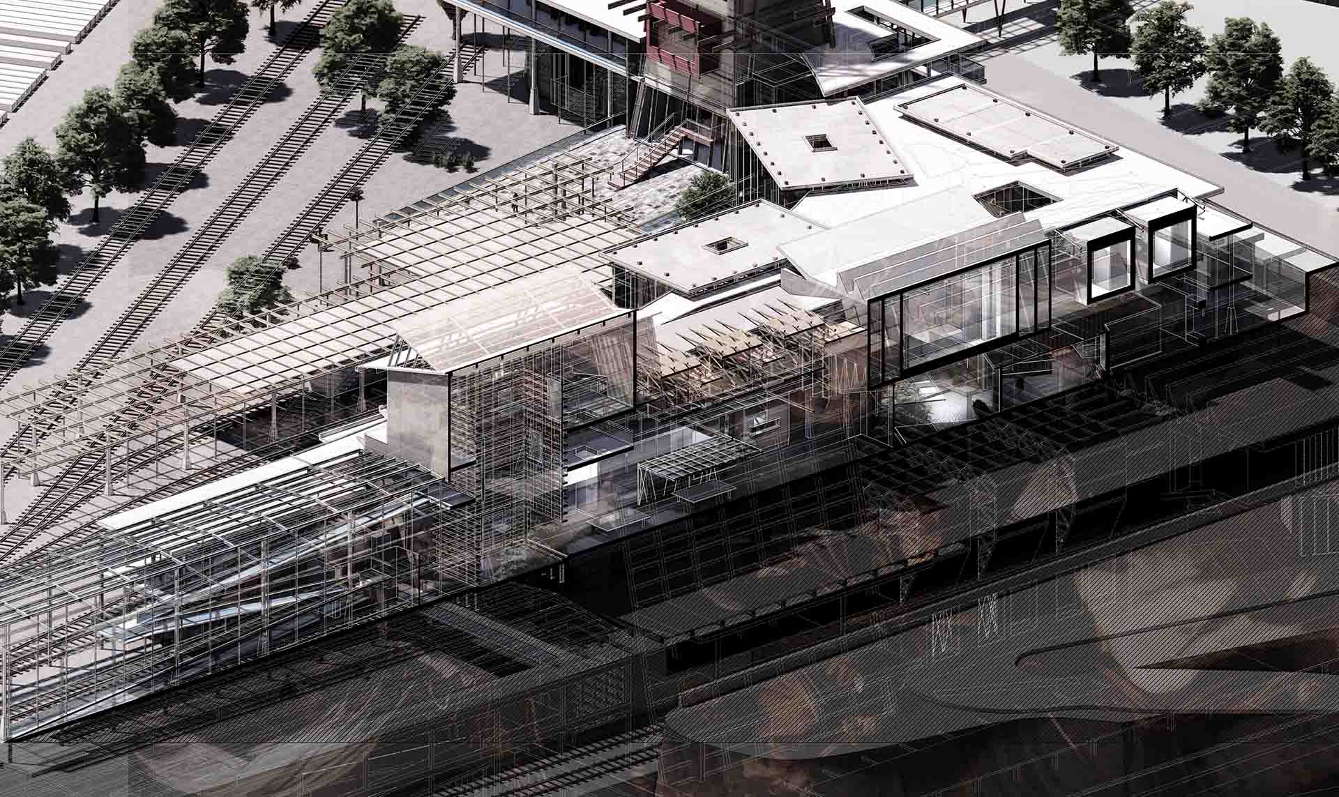 Isometric Section Of Conservation Studio & Lecture Hall & Pigment Testing Lab & Art Shop