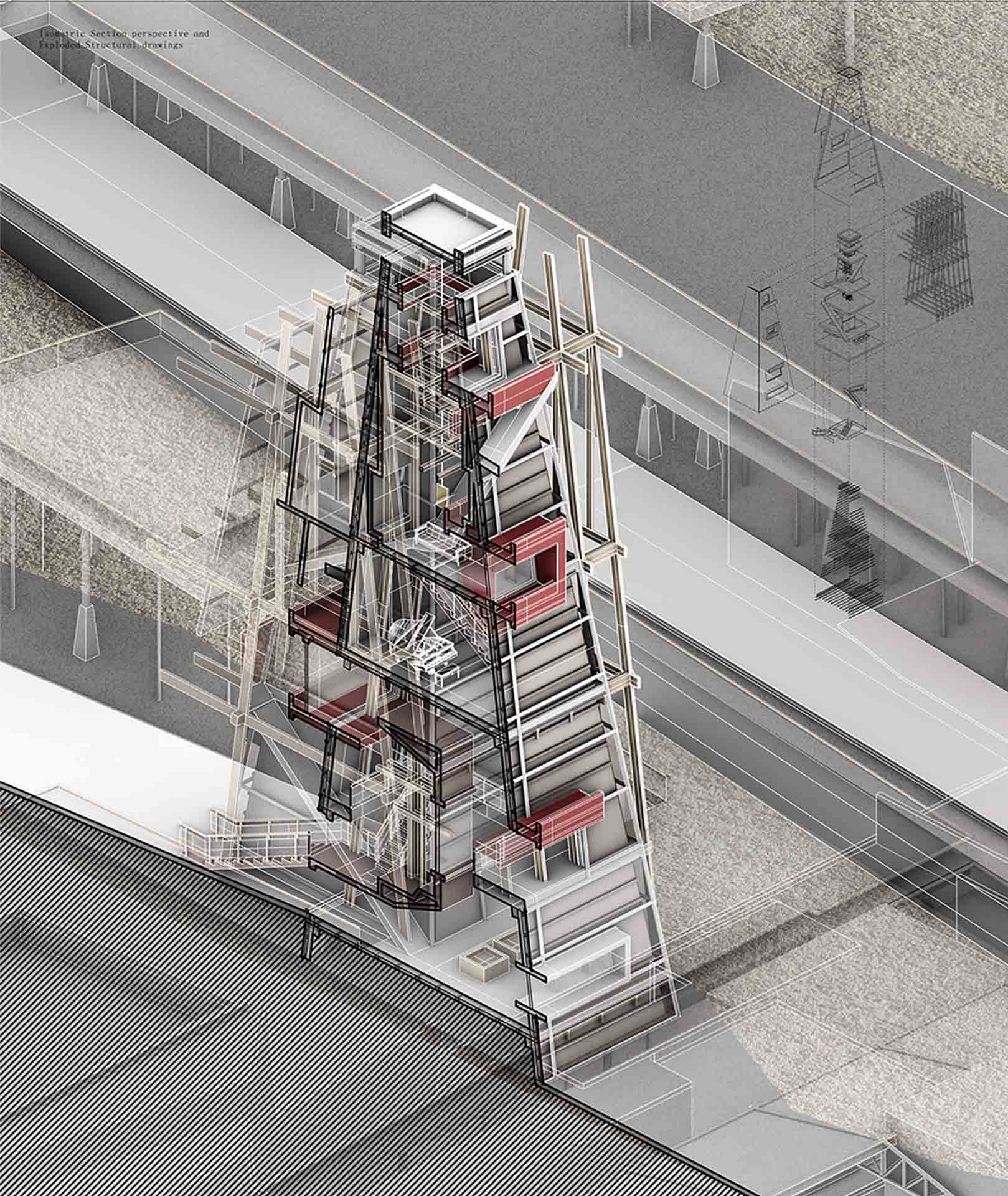 Isometric Section of Art Tower