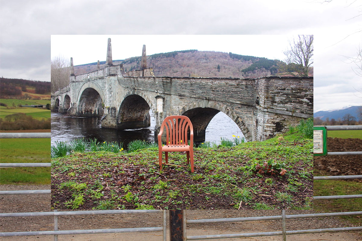 digital collage with gates and chair