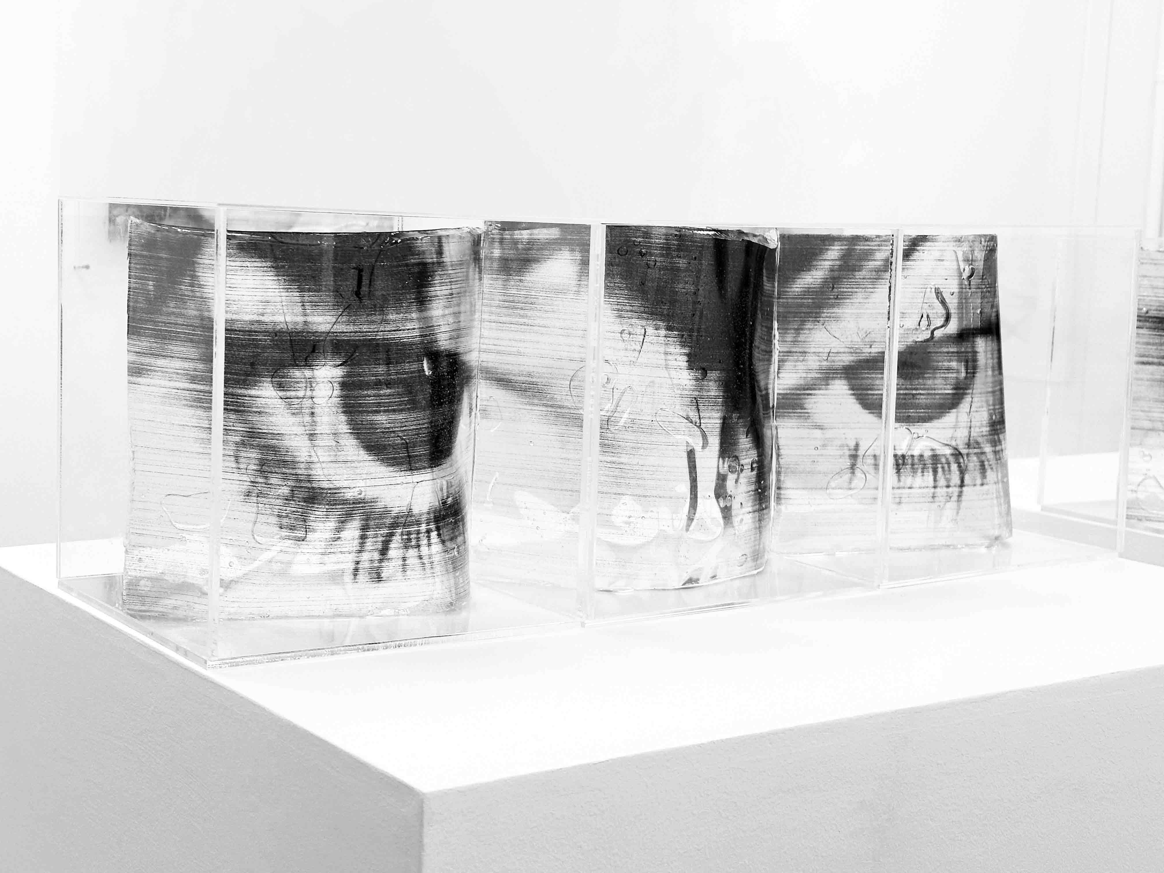 Molly Mavor, DETRITUS #12, 23cm x 24cm x 24cm, acrylic, gel wax, acetate, ink, 2024.