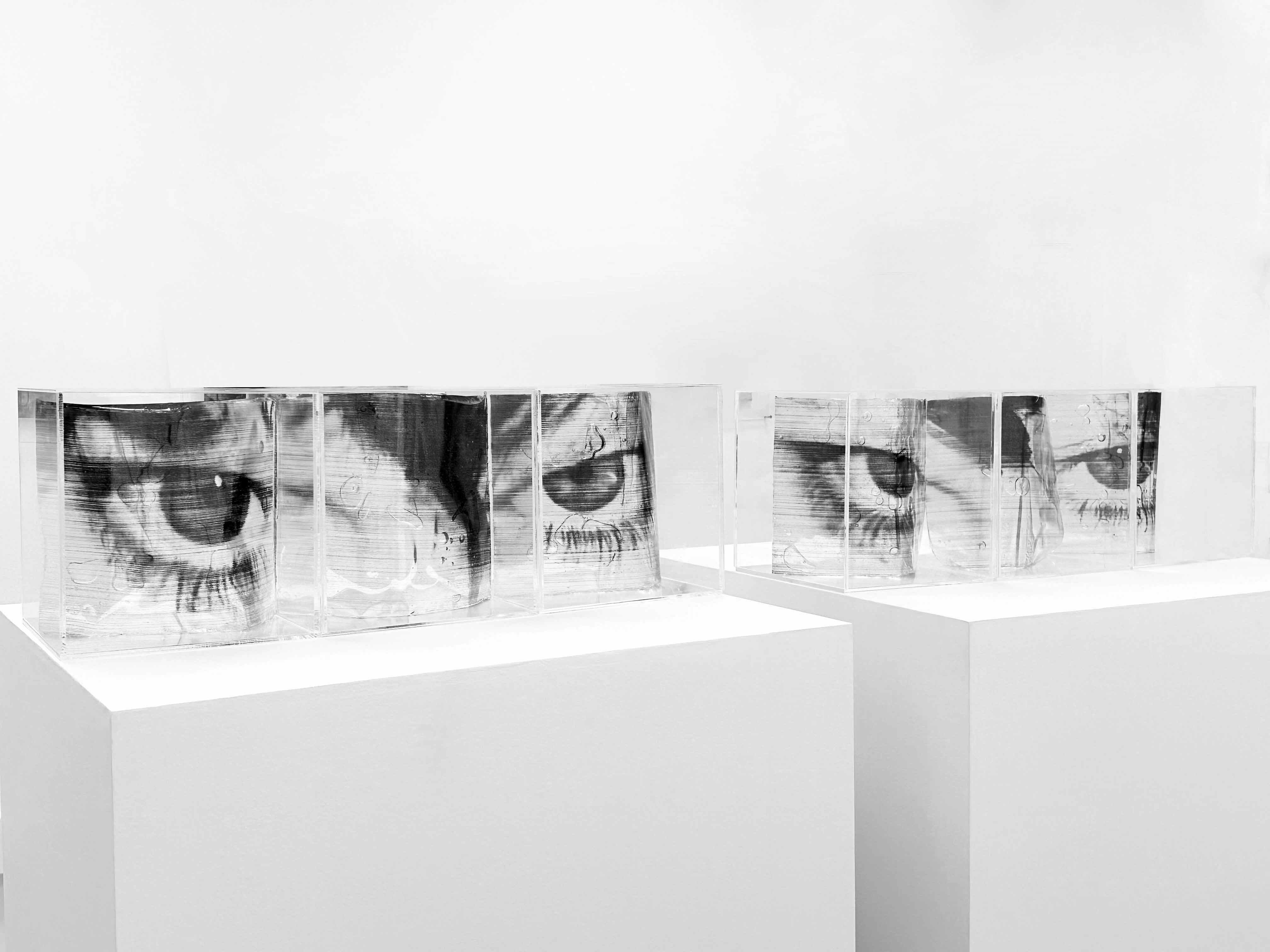 Molly Mavor, DETRITUS #12, 23cm x 24cm x 24cm, acrylic, gel wax, acetate, ink, 2024.