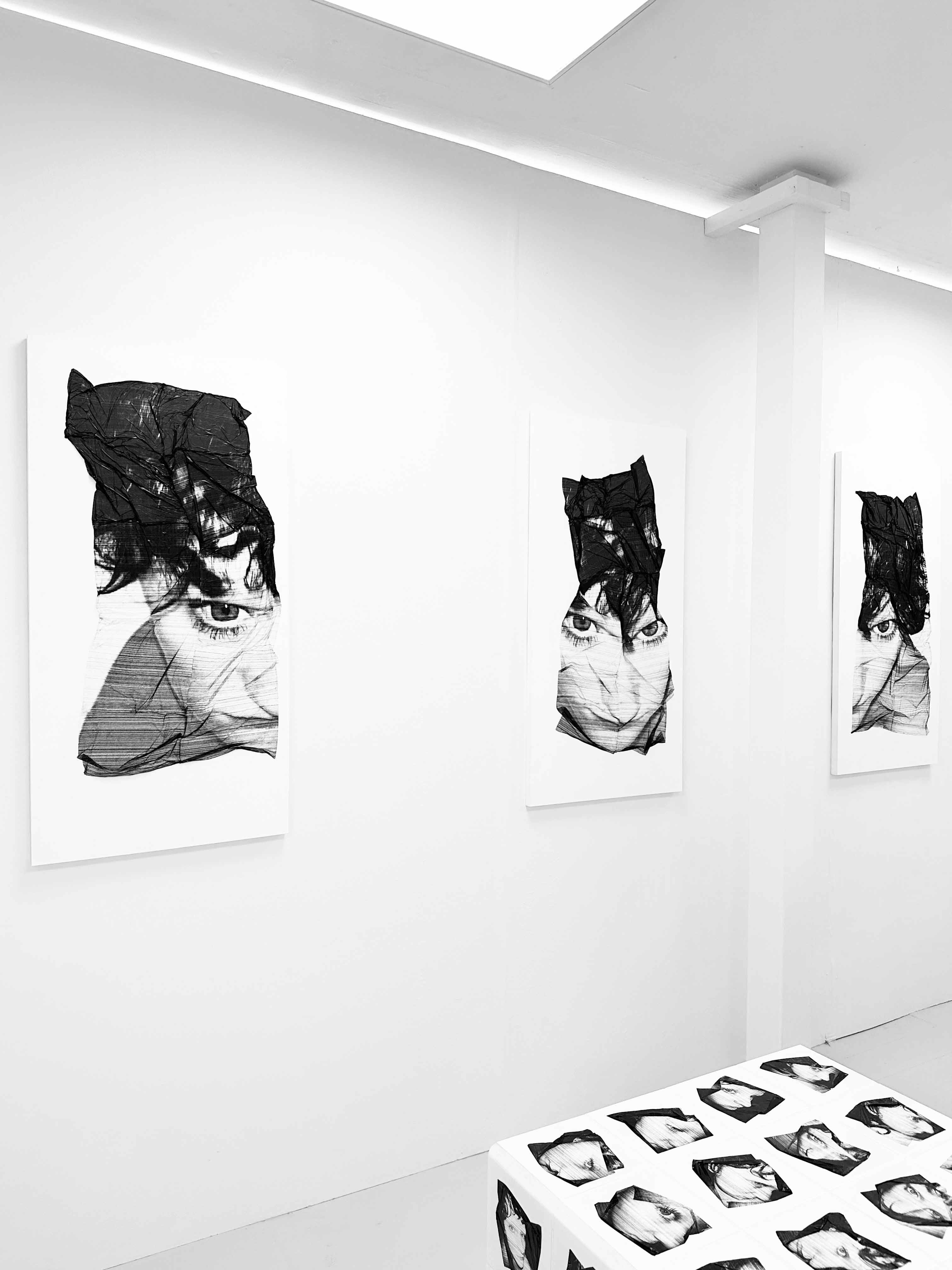 Molly Mavor, DETRITUS #4, 50cm x 100cm x 2cm, plywood, spray paint, acetate transfer, ink, 2024.