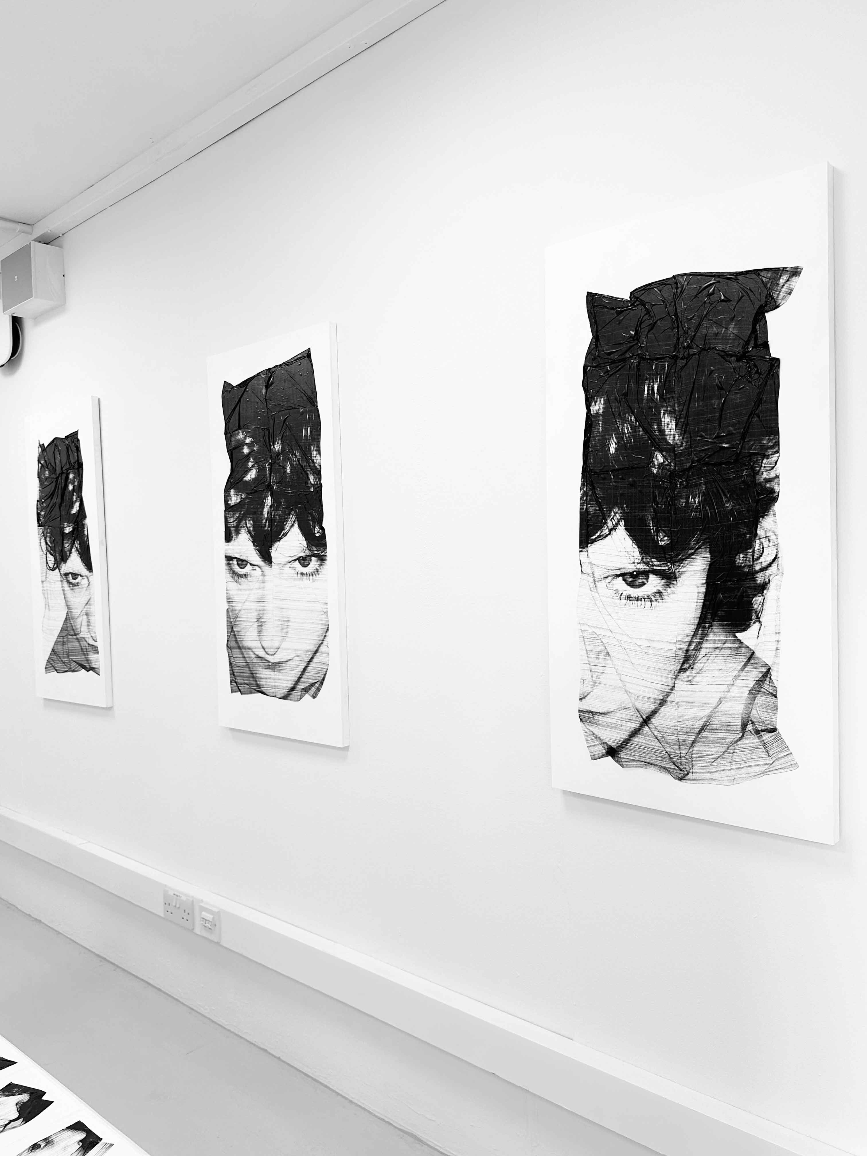 Molly Mavor, DETRITUS #4, 50cm x 100cm x 2cm, plywood, spray paint, acetate transfer, ink, 2024.