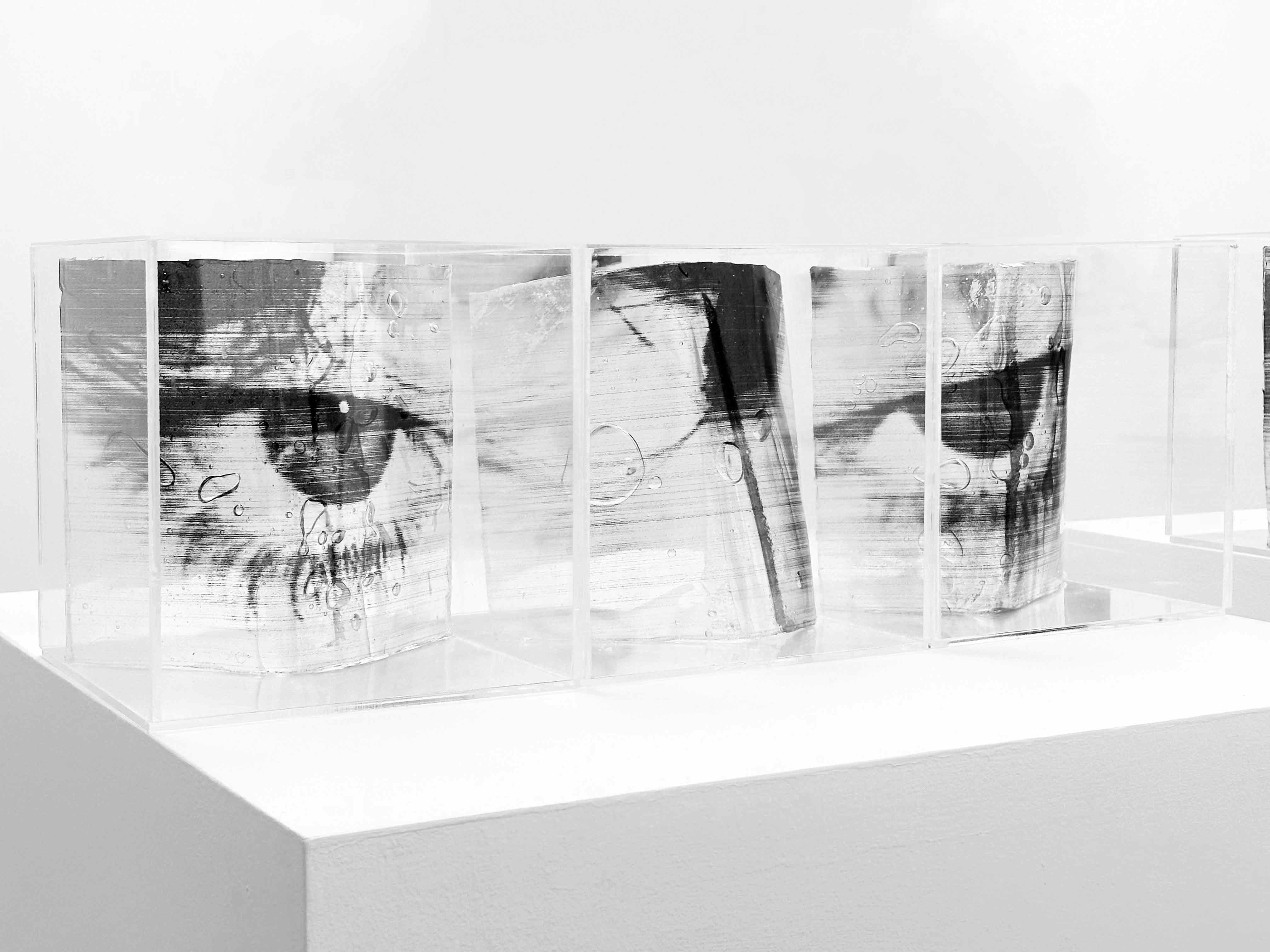 Molly Mavor, DETRITUS #12, 23cm x 24cm x 24cm, acrylic, gel wax, acetate, ink, 2024.