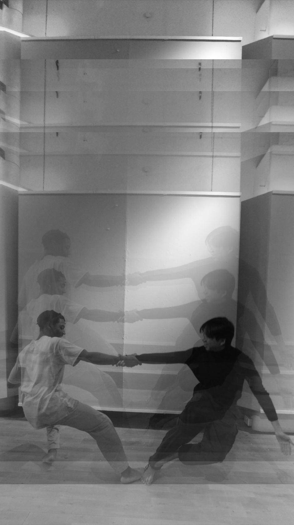 Collage of dancers in a position of equilibrium 