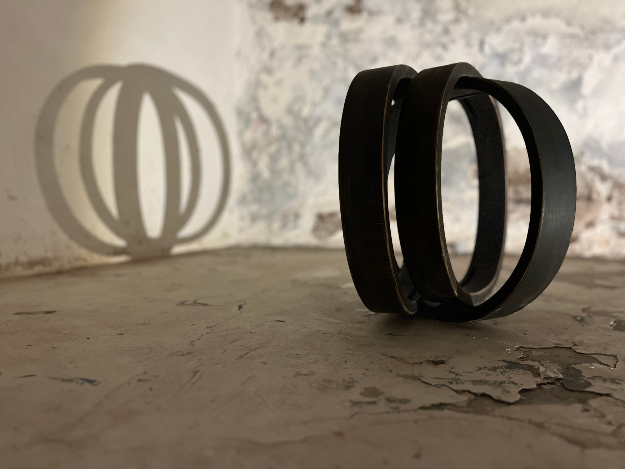 Wooden ring made from parts of a chairs 
