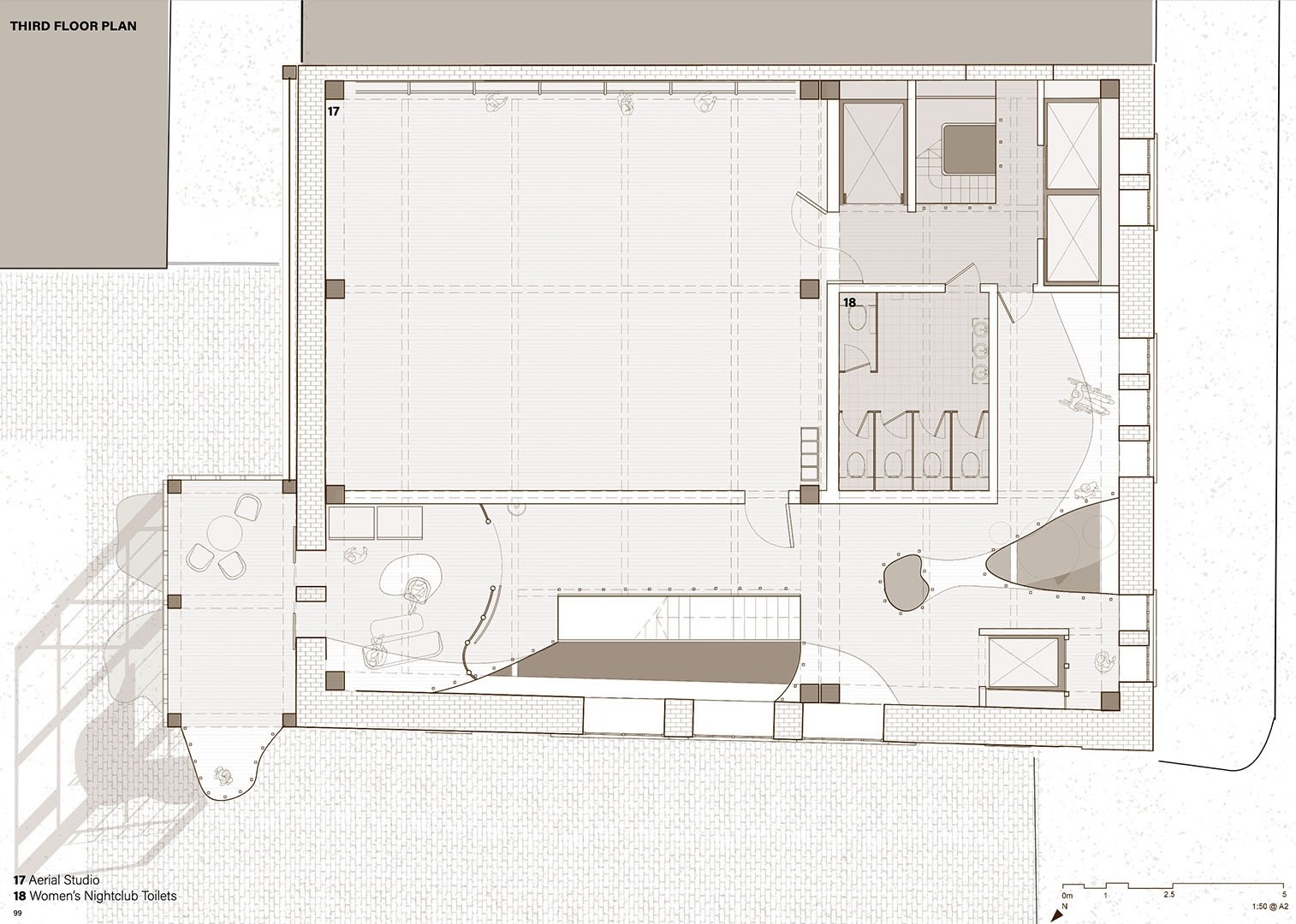 Third Floor Plan showing Aerial Studio and Women's Nightclub Toilets.