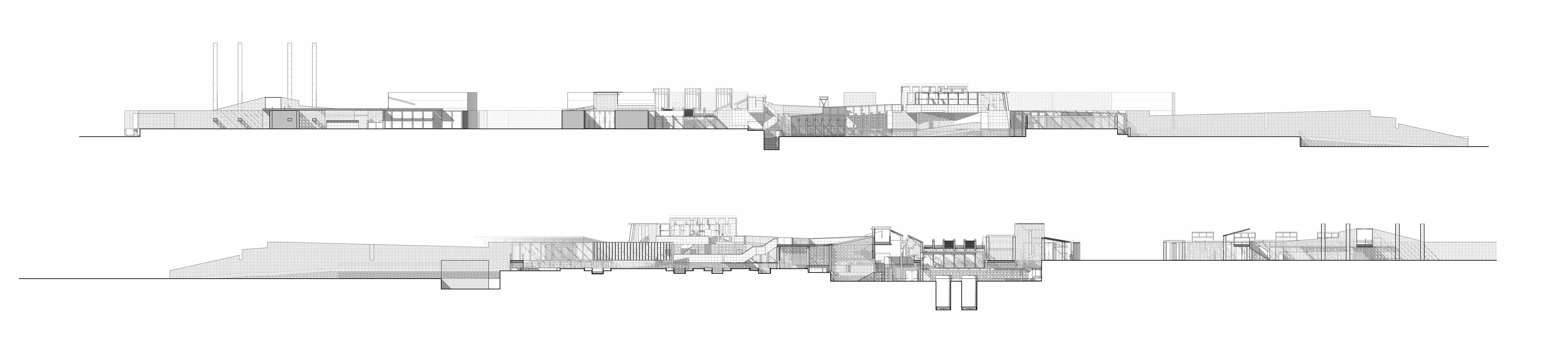 Civic Versus Service Elevations - Fine Timber Louvres and Subtle Structure Versus Heavy Stone Walls and Blockages