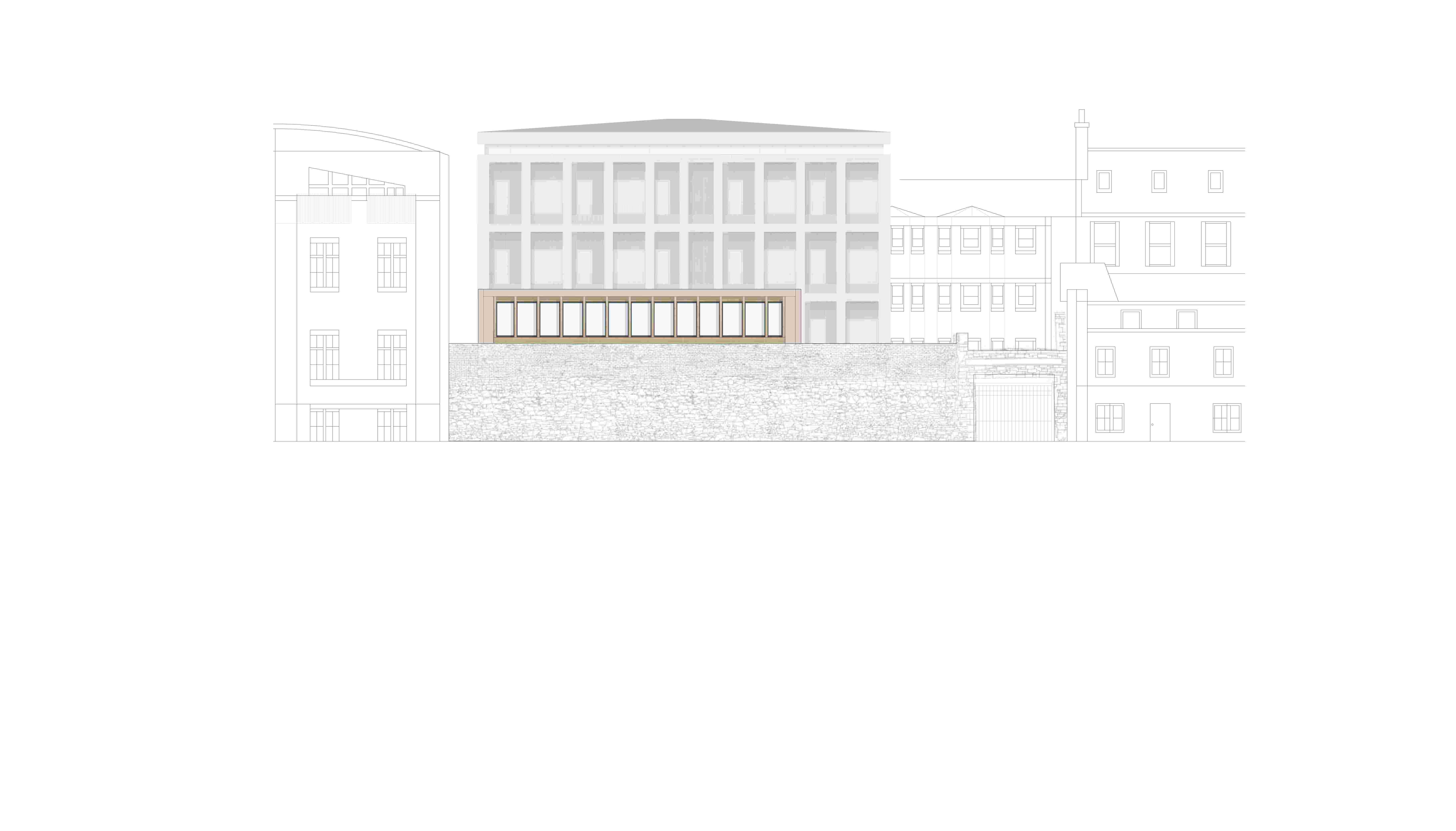 Elevation of Venue Over Existing Stone Wall  