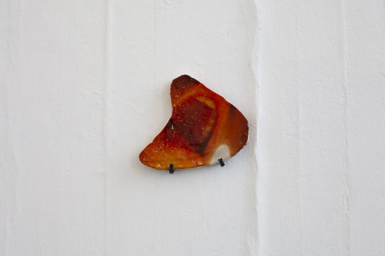 Ceramic tile with image of mouth on a wall 