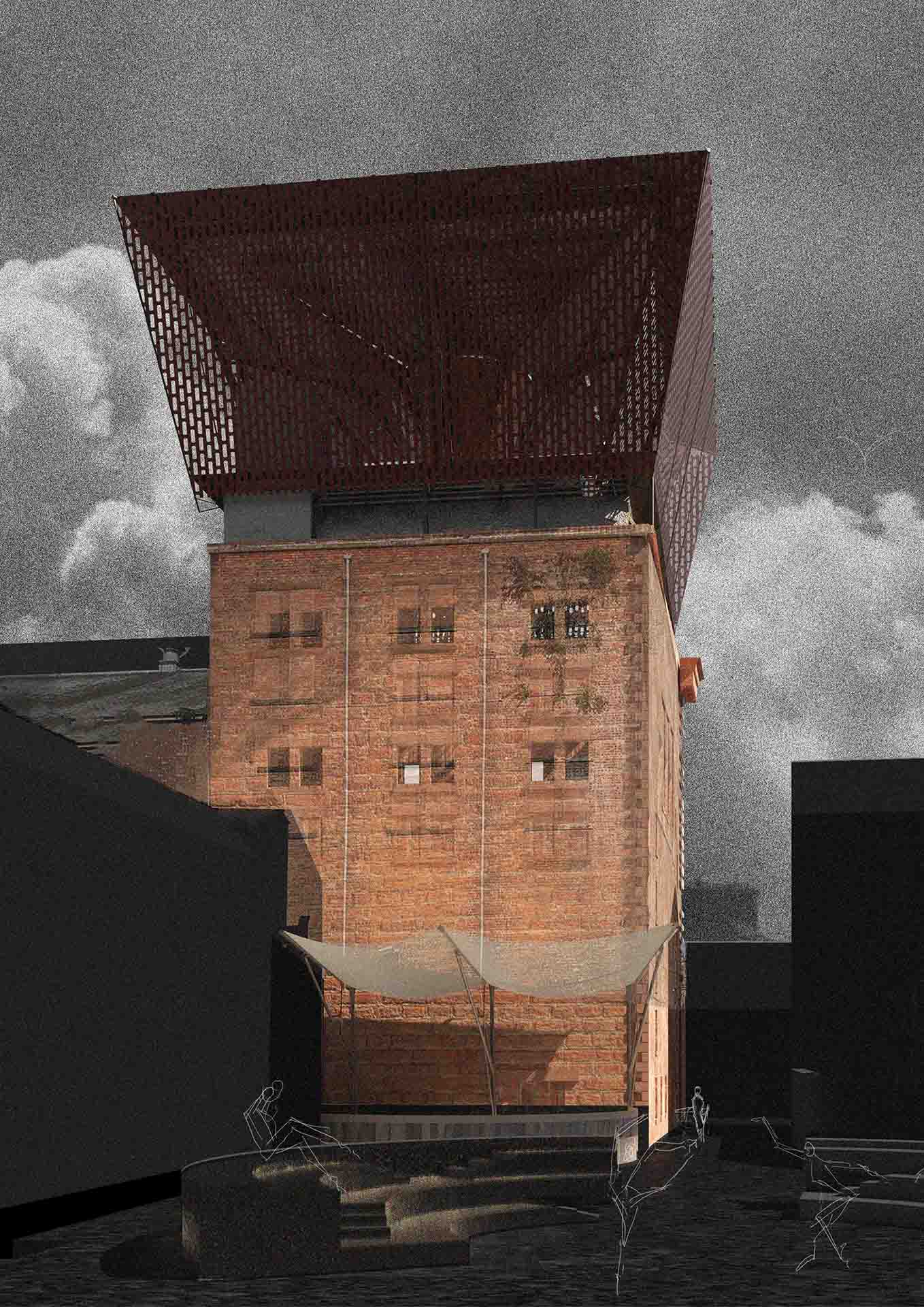 Exterior Render from Courtyard