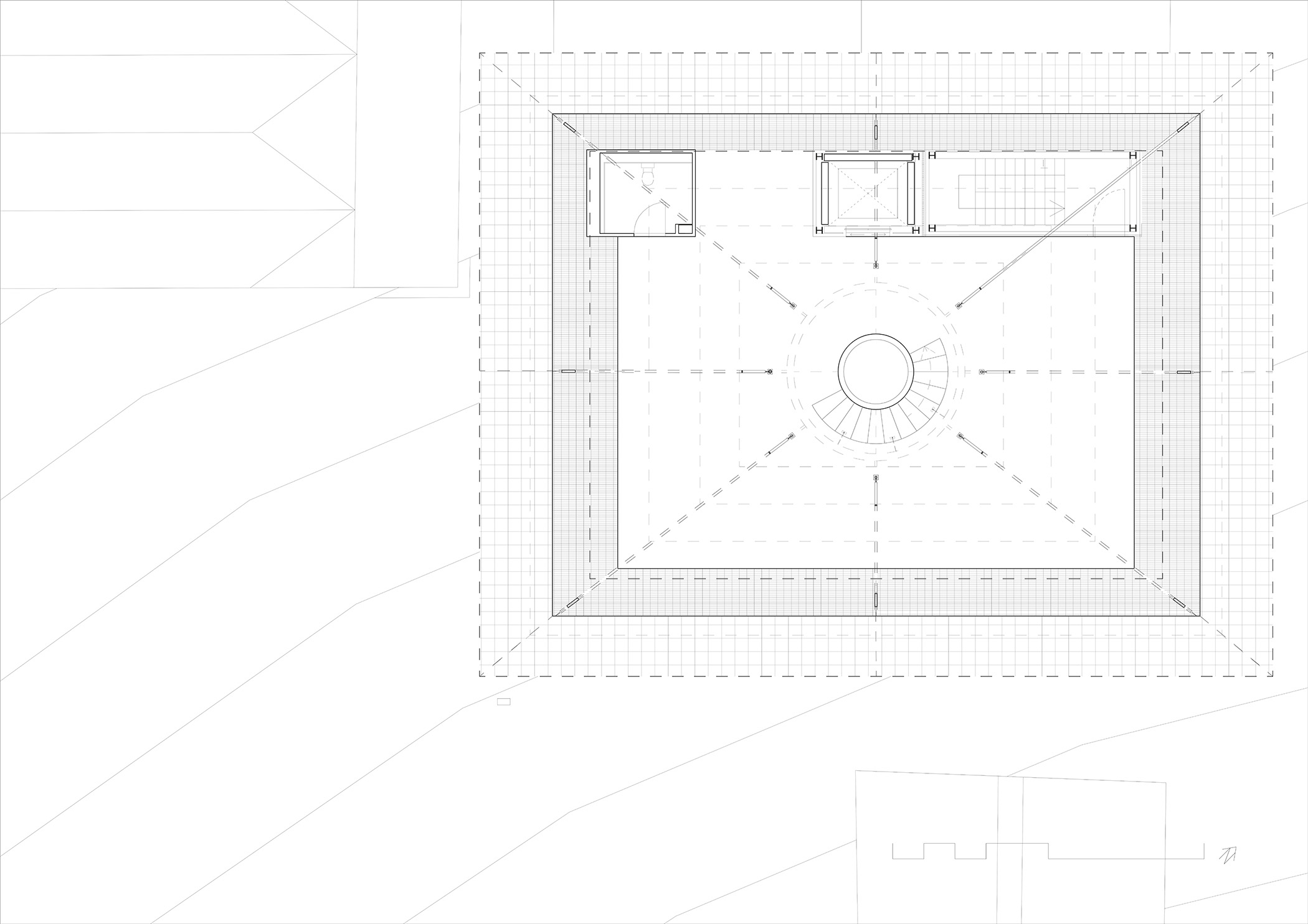 Roof Plan: Cafe space and the 'oculus'