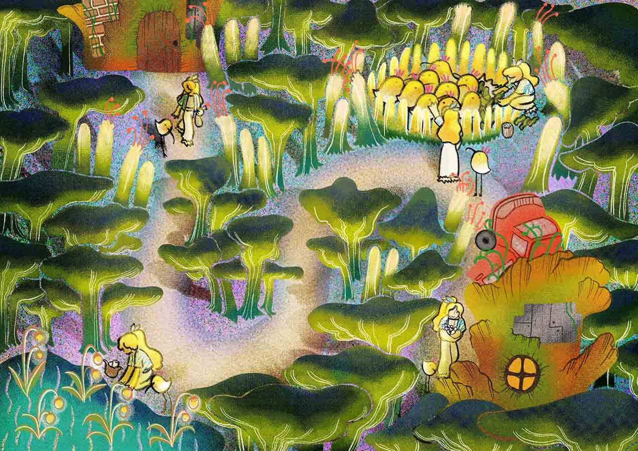 A walk in the mushroom village