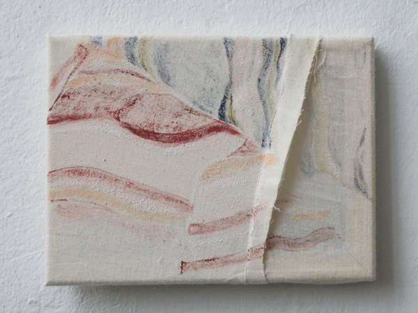 sewn canvas of two different materials with stripes 