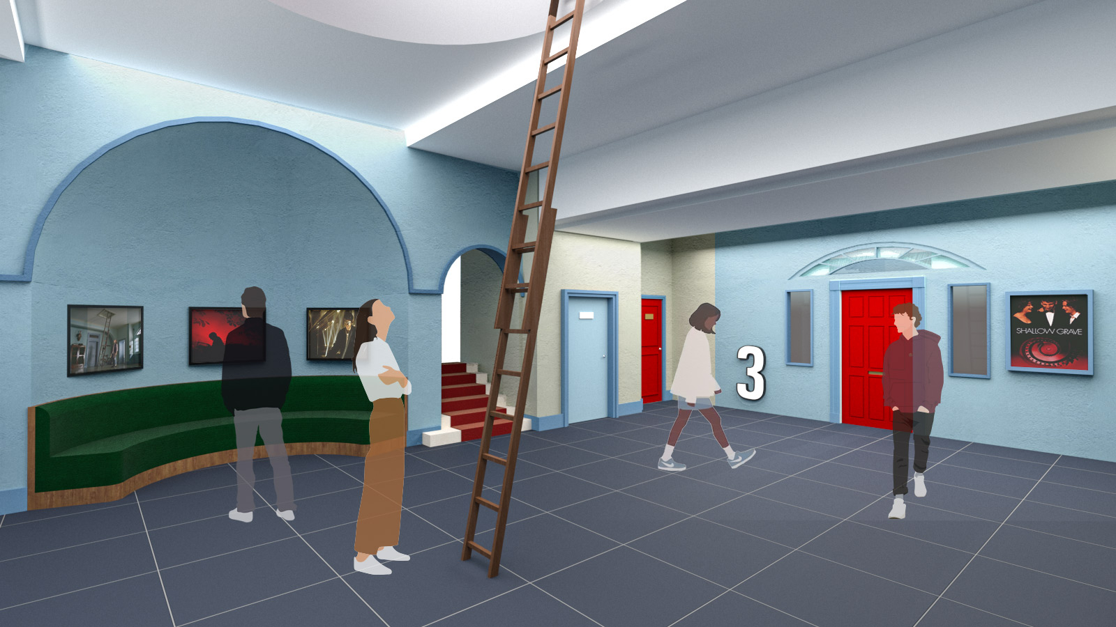 look into Shallow Grave inspired lobby