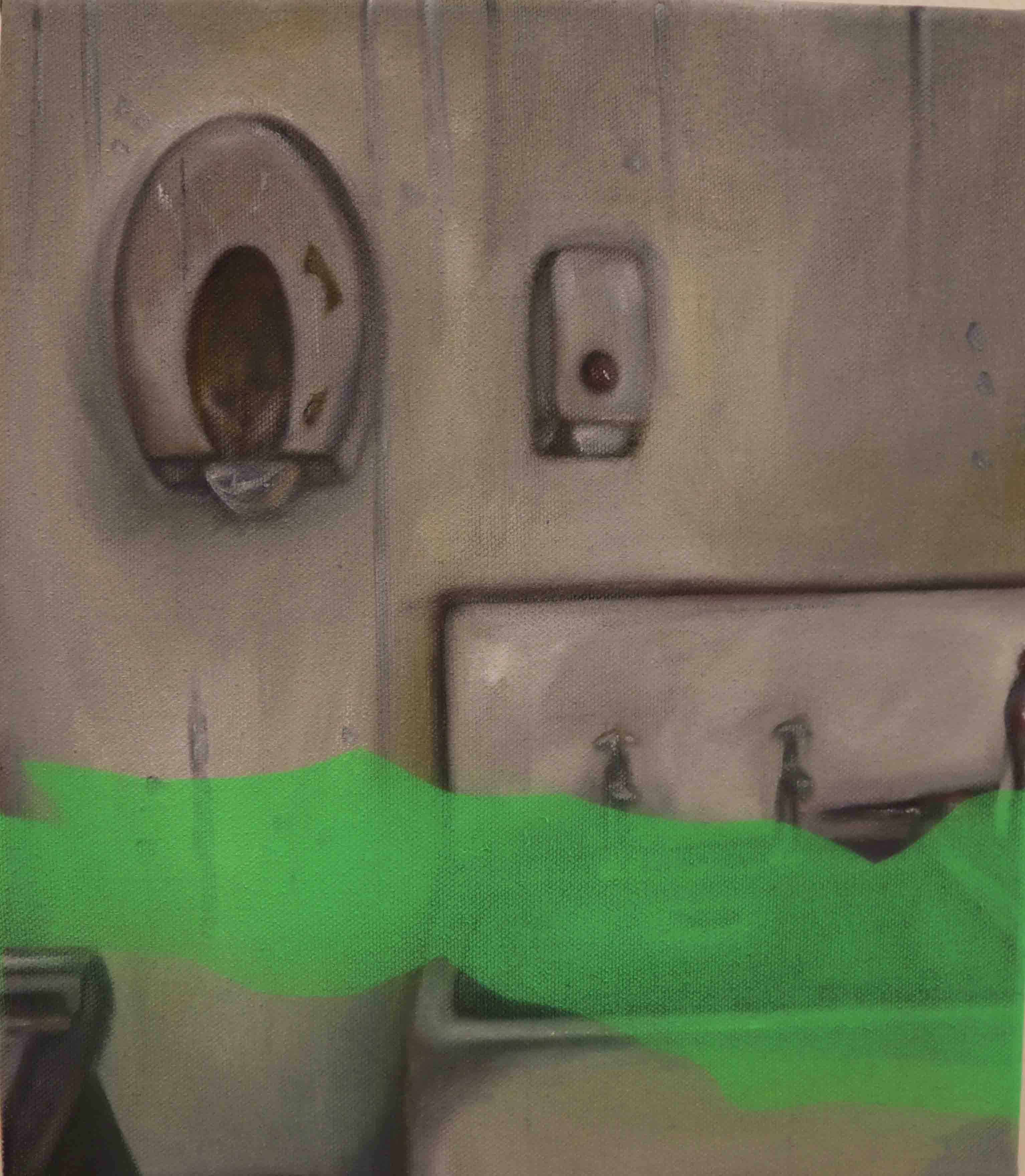 Sink with green shape moving through