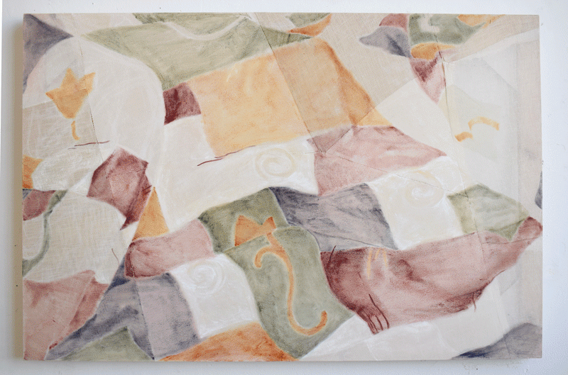 patchwork painting on different materials (sewn canvas)