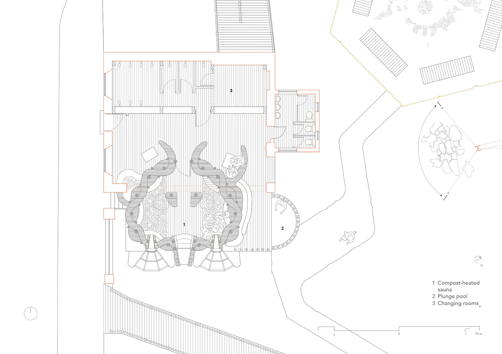 Compost-heated Sauna Ground Plan