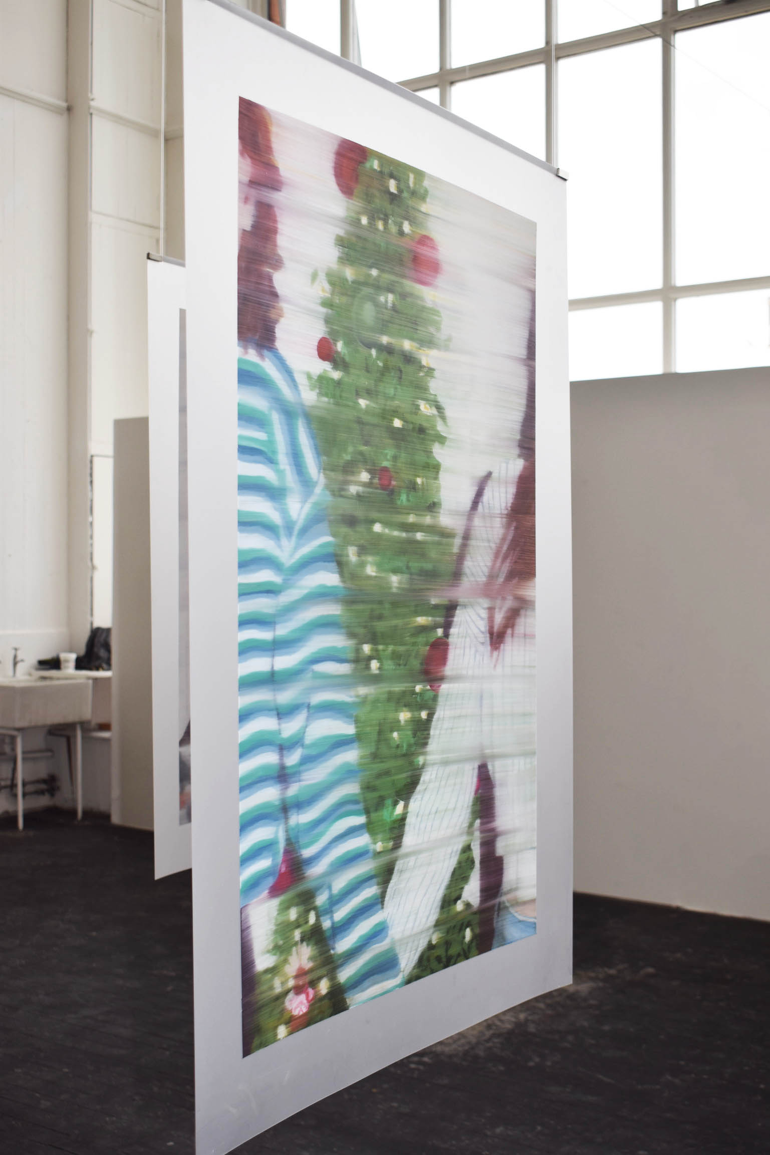 Painting installed in the centre of the room