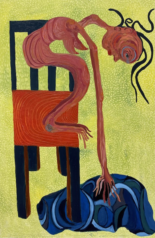 Silly girl, doesnt remember anything, 1.8x1.2m,oil and oil pastel on wood