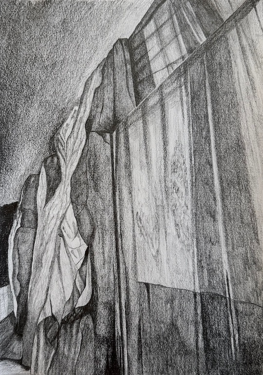 Cliffs, 2023. Graphite on paper, A4.