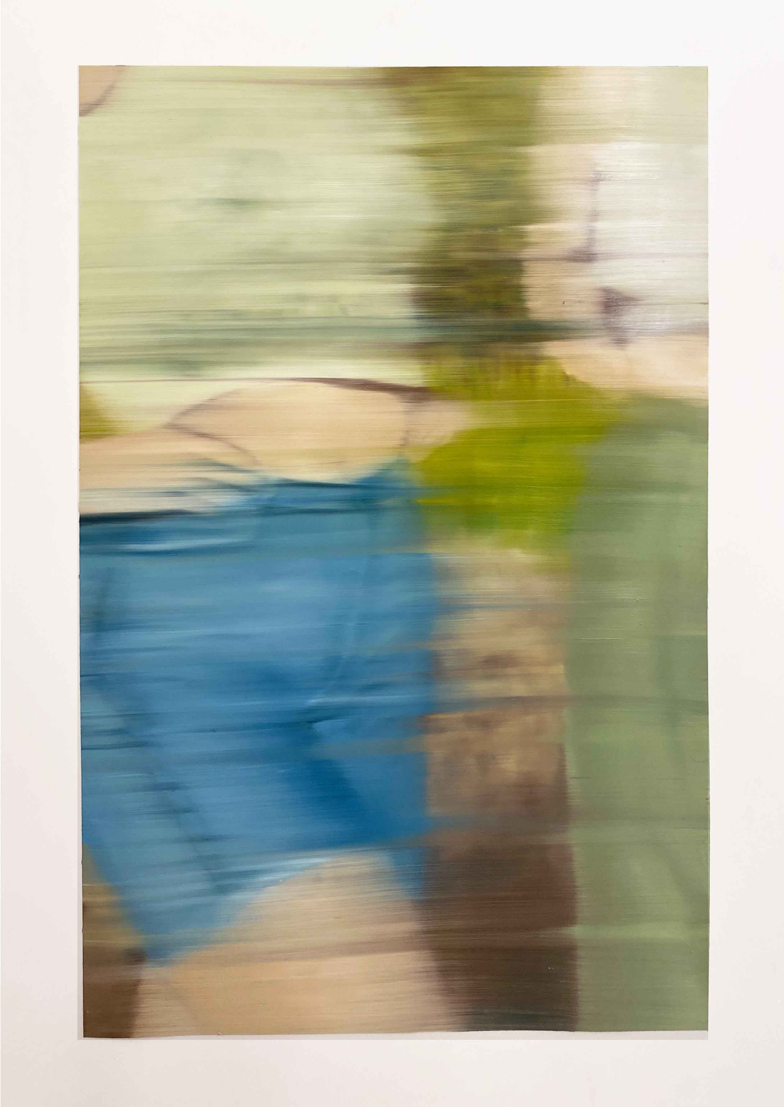 Blurry painting of two women at the beach