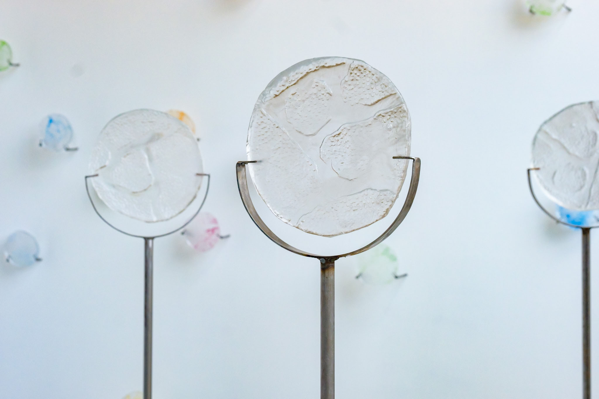 3 Glass Works with Metal Stands