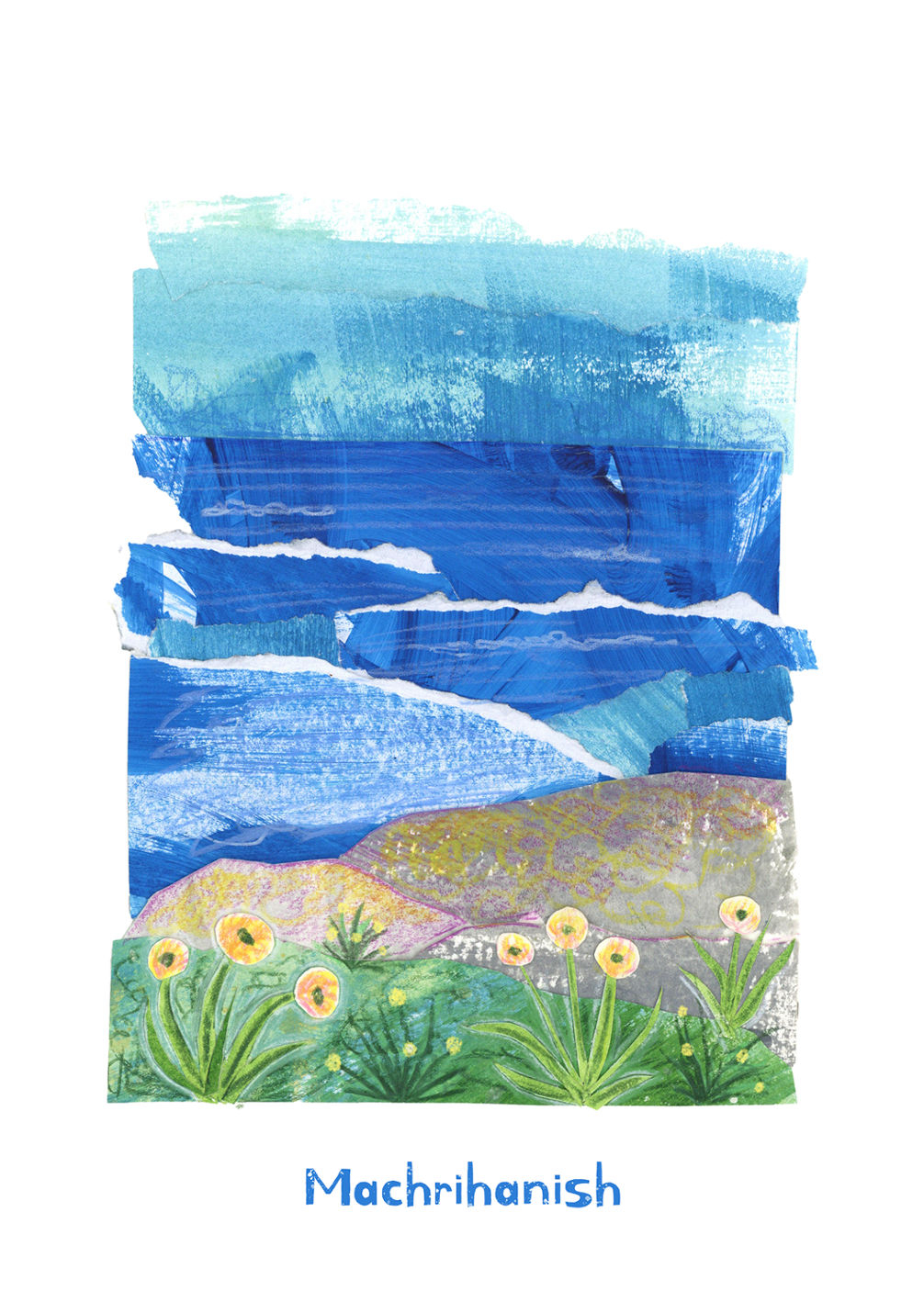 paper collage of rocks by the shore