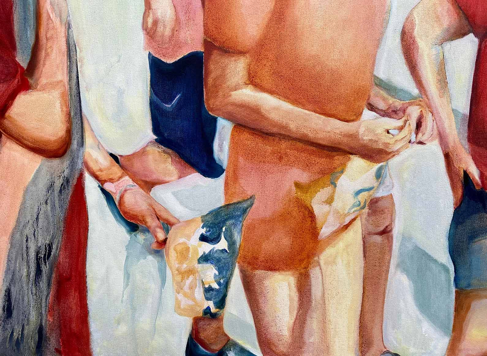 Close up view of an oil painting 