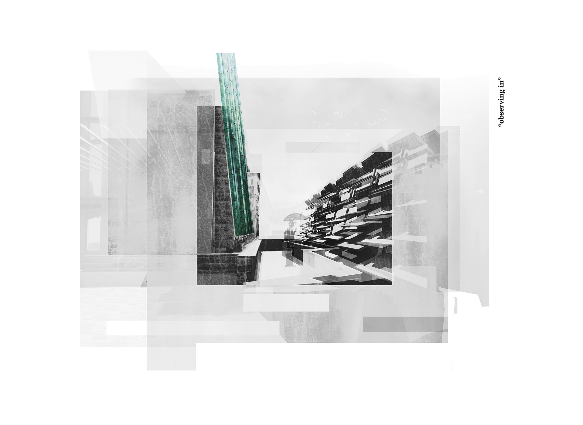 A vignette describing the atmosphere of the platform between screens.