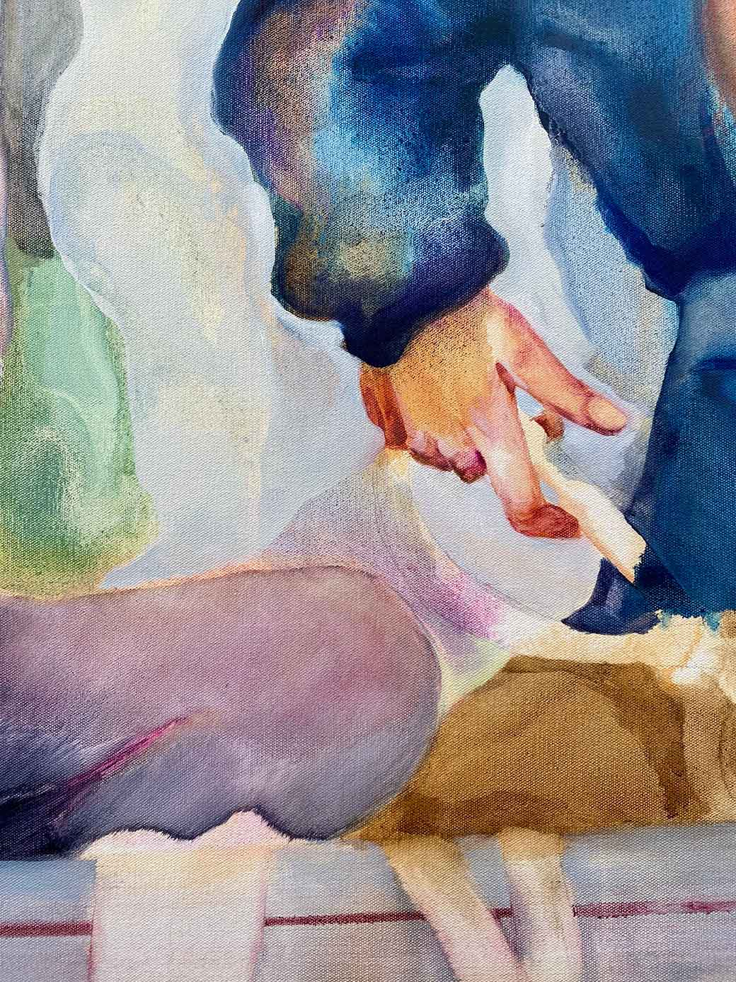 Close up of oil painting