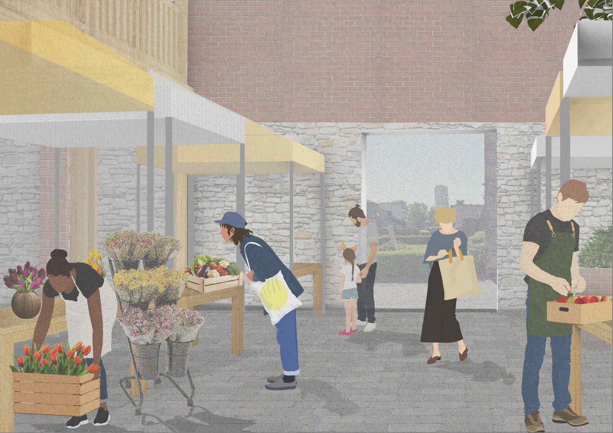 View of the proposed hosting of the Leith Farmer's Market on-site