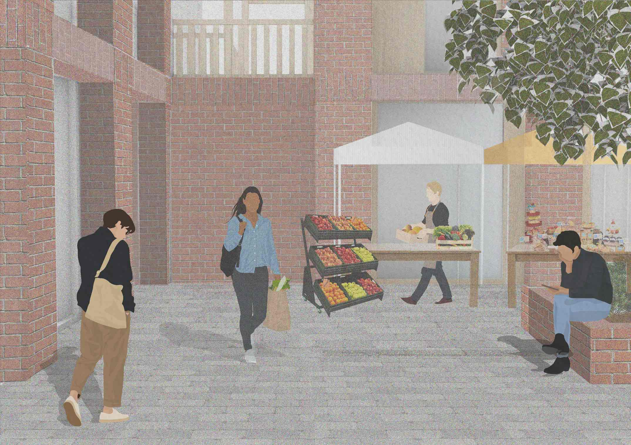 View of the proposed hosting of the Leith Farmer's Market on-site