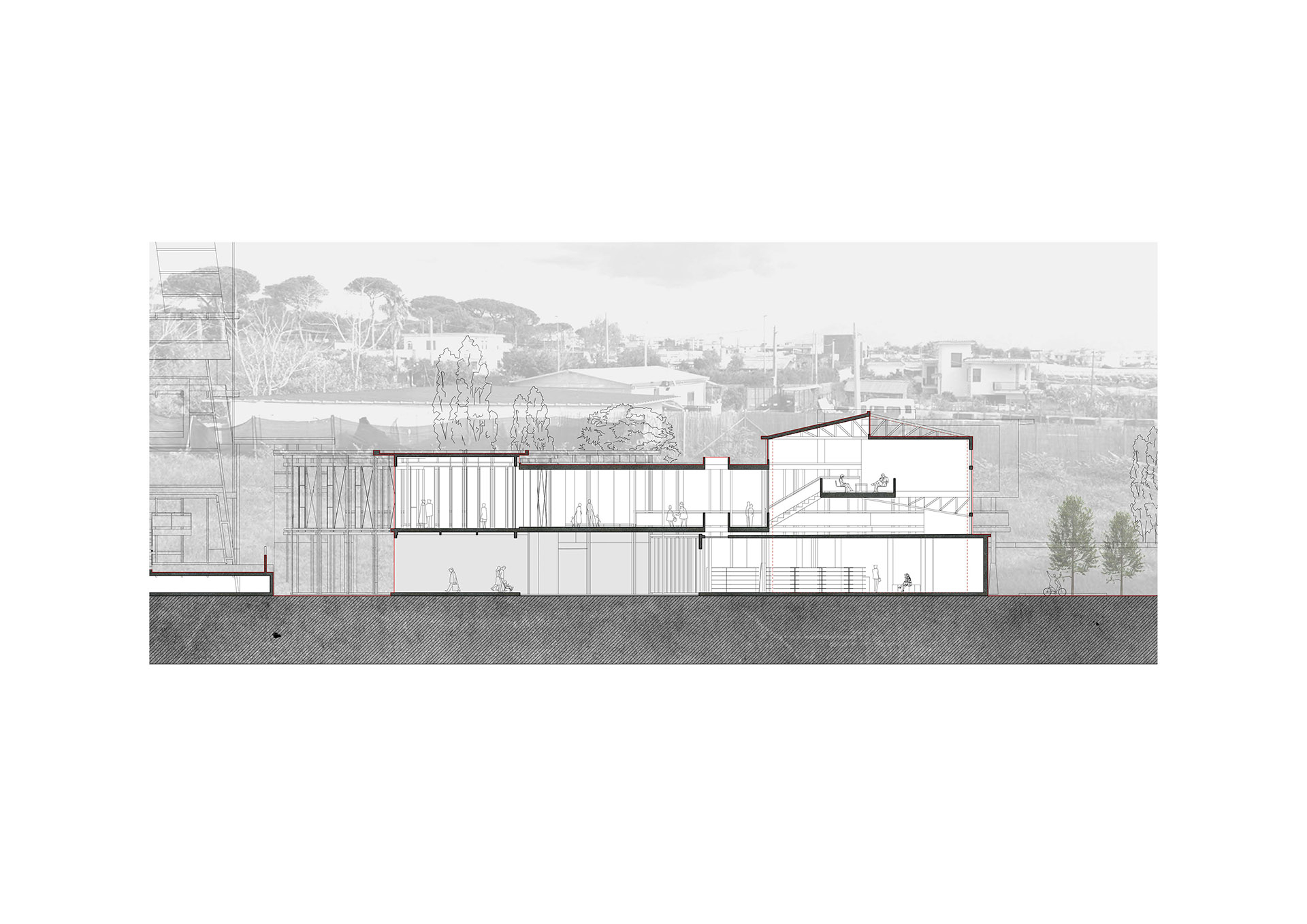 Section 4-4 Of Art Shop & Resting Platform & Exhibition Room &  Connection Platform