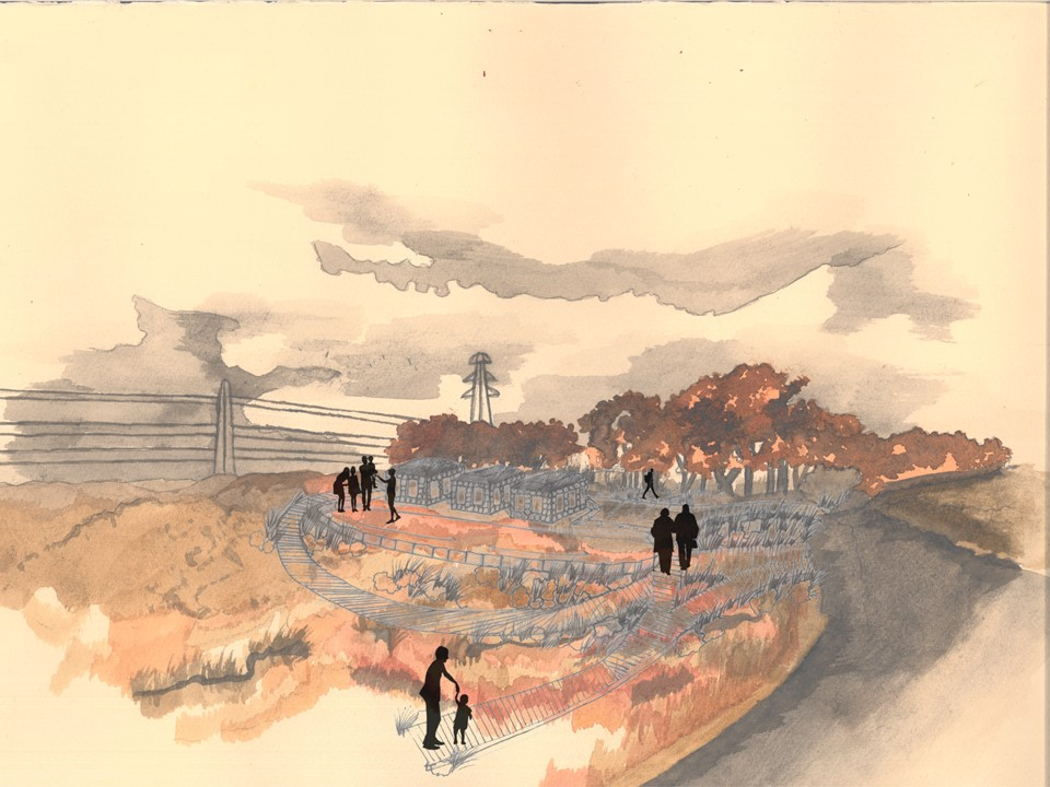 Visualization 1- Community Mushroom Hub, created using mixed media