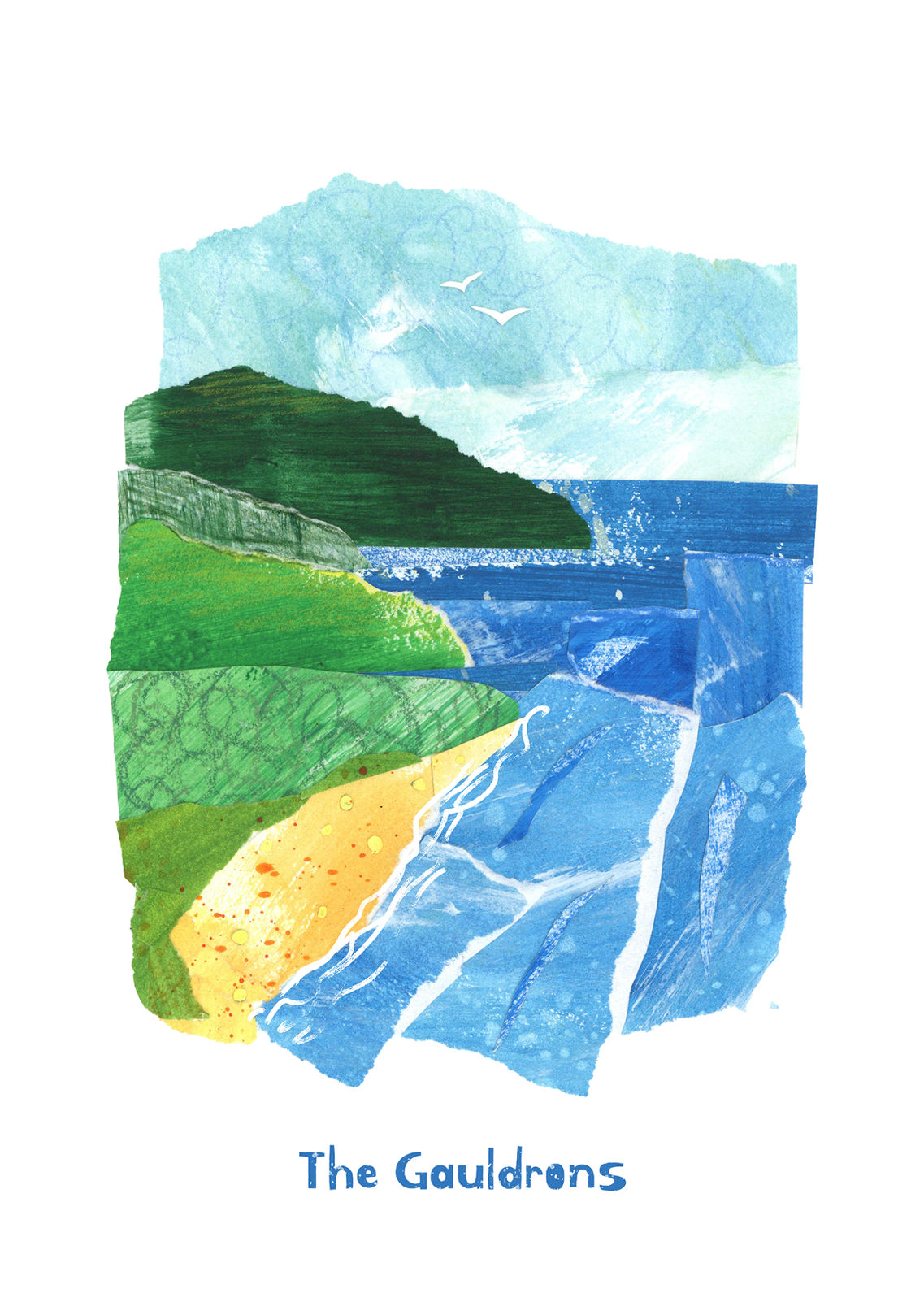 paper collage of a shoreline