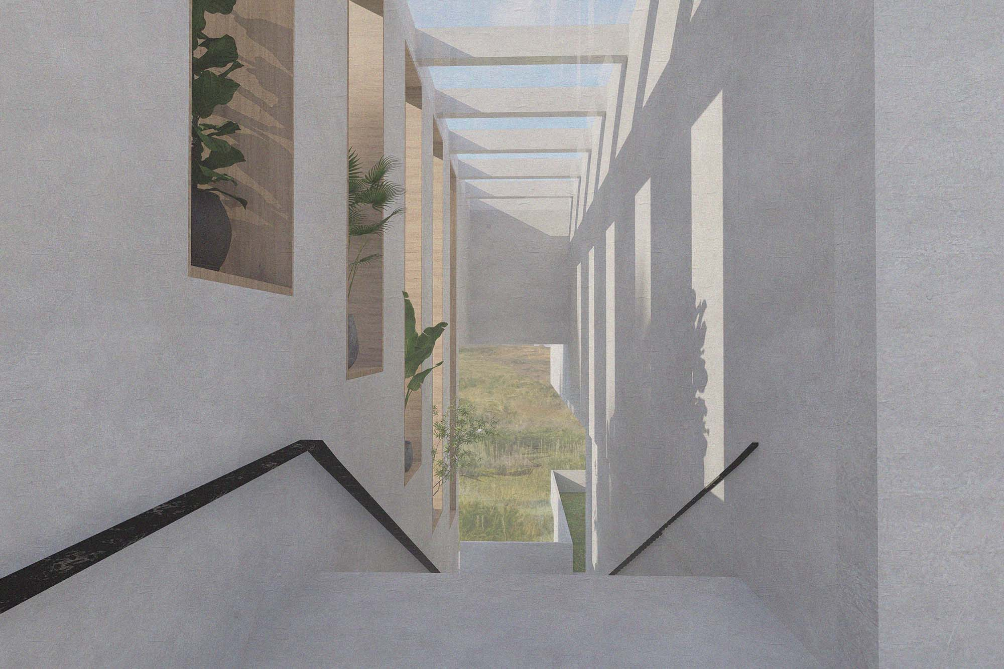 Staircase Connecting Market and Library