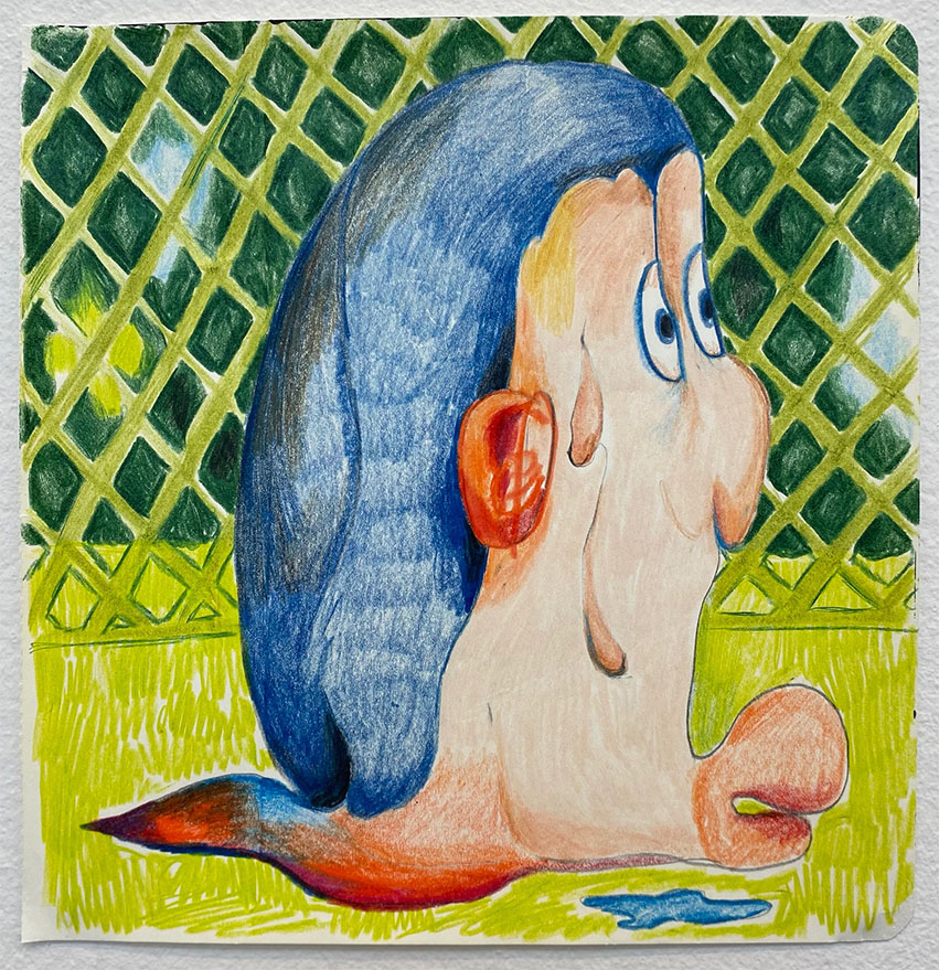 A drawing of a head like figure as a slug. 