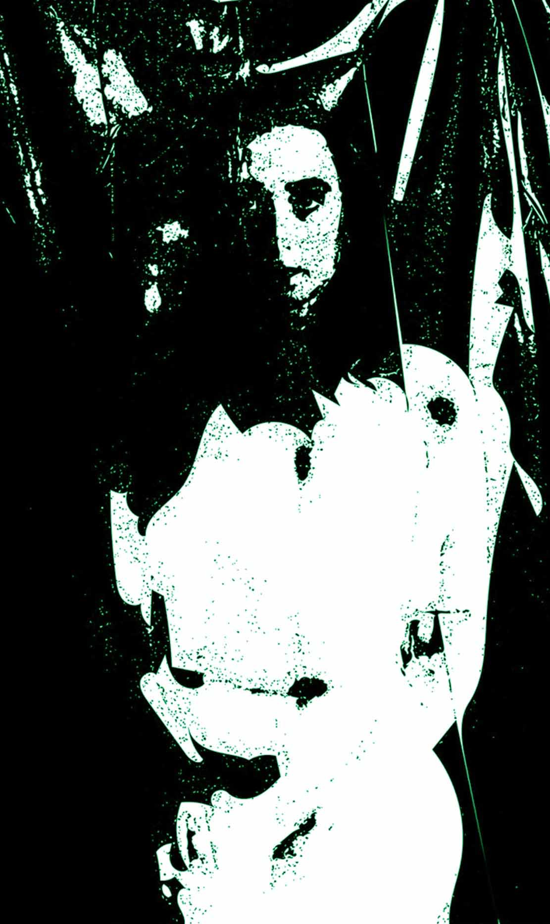 Self portrait, warped by technological shapes