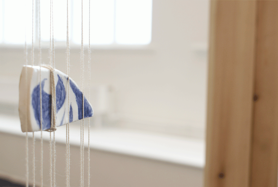 ceramic piece in a loom 